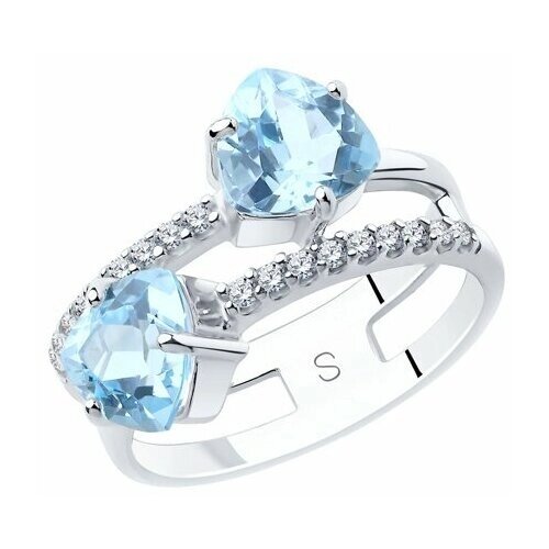 Кольцо Diamant online, серебро, 925 проба, фианит, топаз, размер 18