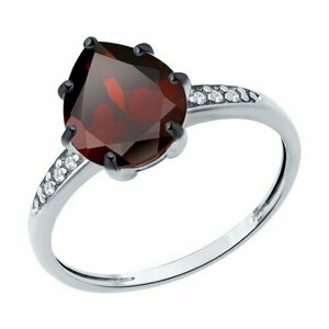 Кольцо Diamant online, серебро, 925 проба, гранат, фианит, размер 18.5, красный