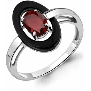 Кольцо Diamant online, серебро, 925 проба, керамика, гранат, размер 18, красный