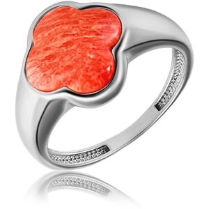 Кольцо Diamant online, серебро, 925 проба, коралл, размер 19, розовый