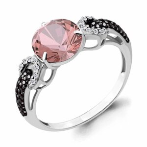 Кольцо Diamant online, серебро, 925 проба, кристалл, морганит, фианит, размер 18, розовый
