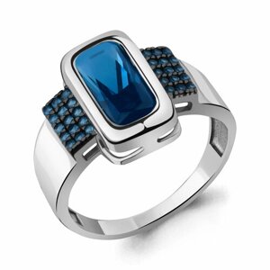 Кольцо Diamant online, серебро, 925 проба, сапфир синтетический, топаз, размер 17.5, голубой
