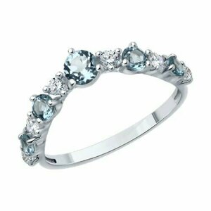 Кольцо Diamant online, серебро, 925 проба, топаз, фианит, размер 17