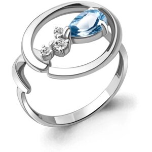 Кольцо Diamant online, серебро, 925 проба, топаз, фианит, размер 18