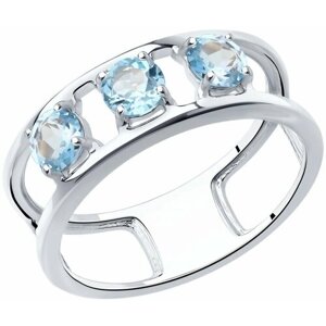 Кольцо Diamant online, серебро, 925 проба, топаз, размер 17