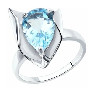 Кольцо Diamant online, серебро, 925 проба, топаз, размер 18