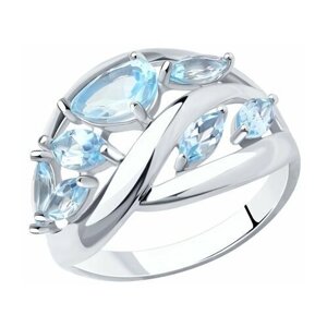 Кольцо Diamant online, серебро, 925 проба, топаз, размер 19