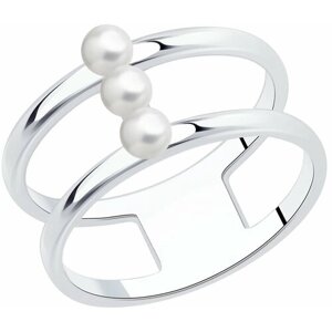 Кольцо Diamant online, серебро, 925 проба, жемчуг, размер 18.5
