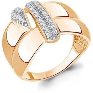 Кольцо Diamant online, серебро, 925 проба, золочение, фианит, размер 20