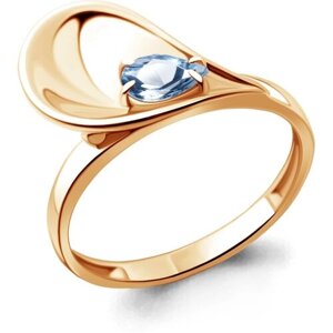 Кольцо Diamant online, серебро, 925 проба, золочение, топаз, размер 16.5