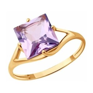 Кольцо Diamant online, золото, 585 проба, аметист, размер 17.5