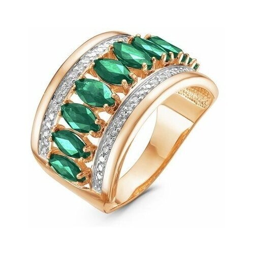 Кольцо Diamant online, золото, 585 проба, бриллиант, изумруд, размер 20