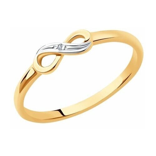 Кольцо Diamant online, золото, 585 проба, бриллиант, размер 15
