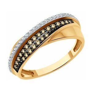 Кольцо Diamant online, золото, 585 проба, бриллиант, размер 17.5, коричневый