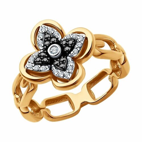 Кольцо Diamant online, золото, 585 проба, бриллиант, размер 17, черный