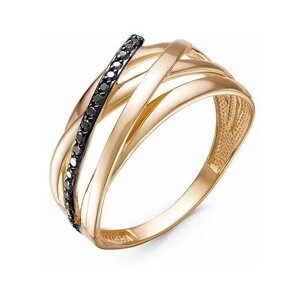 Кольцо Diamant online, золото, 585 проба, бриллиант, размер 17, черный