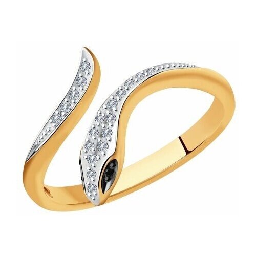 Кольцо Diamant online, золото, 585 проба, бриллиант, размер 18, черный