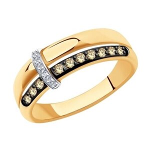 Кольцо Diamant online, золото, 585 проба, бриллиант, размер 19, желтый