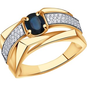 Кольцо Diamant online, золото, 585 проба, бриллиант, сапфир, размер 19