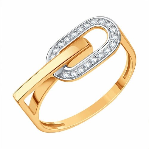 Кольцо Diamant online, золото, 585 проба, фианит, размер 17, бесцветный