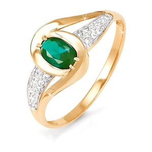 Кольцо Diamant online, золото, 585 проба, изумруд, бриллиант, размер 16.5