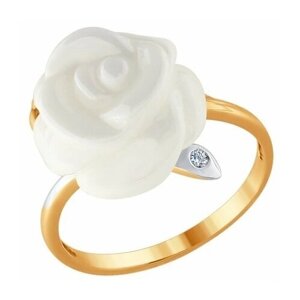 Кольцо Diamant online, золото, 585 проба, керамика, бриллиант, размер 17.5
