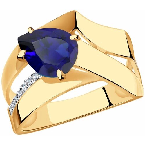 Кольцо Diamant online, золото, 585 проба, корунд, фианит, размер 19