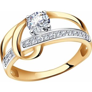 Кольцо Diamant online, золото, 585 проба, кристаллы Swarovski, размер 17.5
