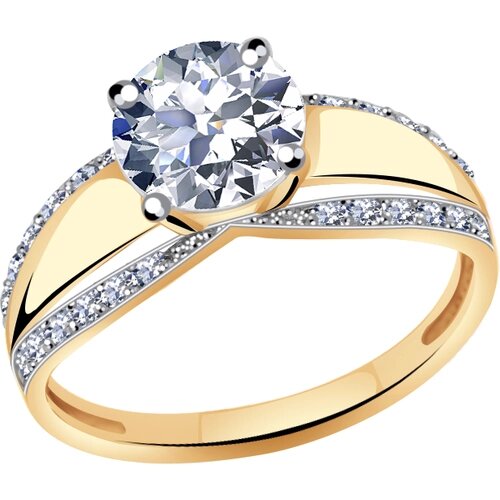 Кольцо Diamant online, золото, 585 проба, кристаллы Swarovski, размер 17