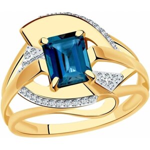 Кольцо Diamant online, золото, 585 проба, Лондон топаз, фианит, размер 19