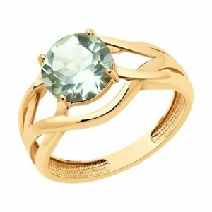 Кольцо Diamant online, золото, 585 проба, празиолит, размер 17
