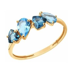 Кольцо Diamant online, золото, 585 проба, топаз, Лондон топаз, размер 17.5