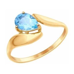 Кольцо Diamant online, золото, 585 проба, топаз, размер 17.5