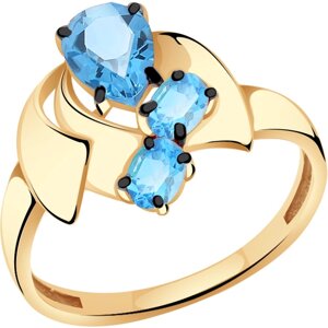 Кольцо Diamant online, золото, 585 проба, топаз, размер 18