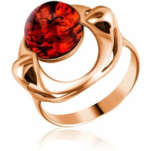 Кольцо Diamant online, золото, 585 проба, янтарь, размер 18, оранжевый