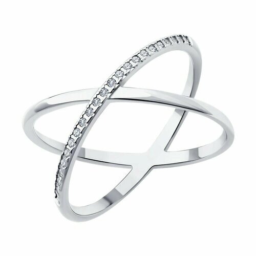 Кольцо Diamant, серебро, 925 проба, родирование, бриллиант, размер 16