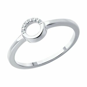 Кольцо Diamant, серебро, 925 проба, родирование, бриллиант, размер 17