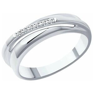 Кольцо Diamant серебро, 925 проба, родирование, бриллиант, размер 18