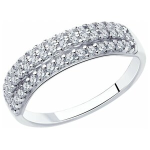 Кольцо Diamant, серебро, 925 проба, родирование, фианит, размер 16.5, серебро