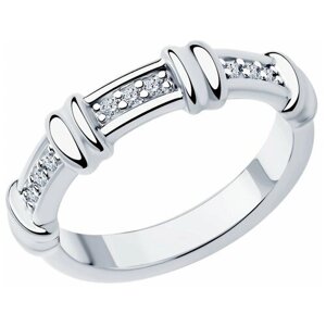 Кольцо Diamant серебро, 925 проба, родирование, фианит, размер 16.5