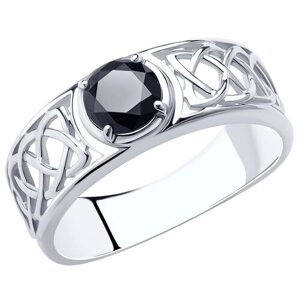 Кольцо Diamant серебро, 925 проба, родирование, фианит, размер 19