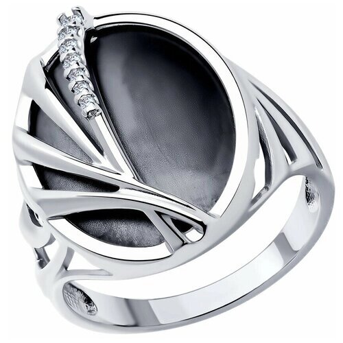 Кольцо Diamant, серебро, 925 проба, родирование, фианит, размер 19