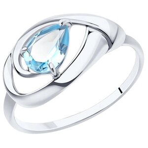 Кольцо Diamant серебро, 925 проба, родирование, топаз, размер 18.5