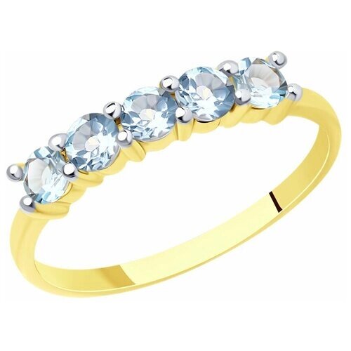 Кольцо Diamant желтое золото, 585 проба, топаз, размер 16.5