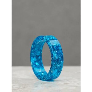 Кольцо, эпоксидная смола, размер 15, синий