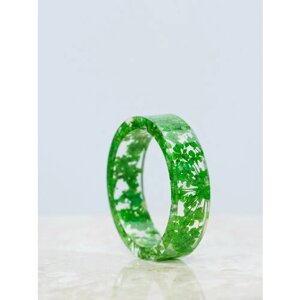 Кольцо, эпоксидная смола, размер 18, зеленый