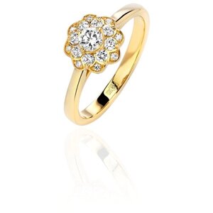 Кольцо Эстет, желтое золото, 585 проба, бриллиант, размер 18