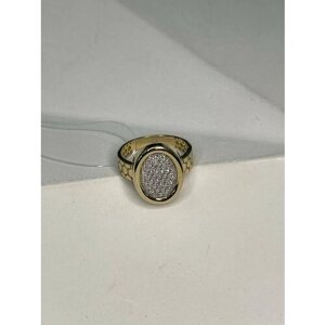 Кольцо Эстет, желтое золото, 585 проба, фианит, размер 23