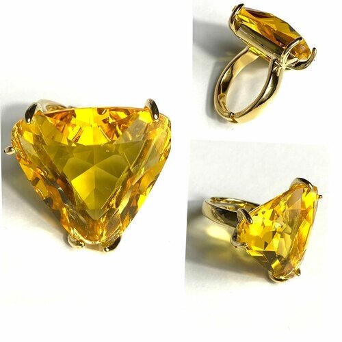 Кольцо Florento, искусственный камень, кристалл, золотой, желтый