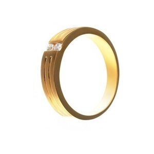 Кольцо JV, желтое золото, 585 проба, бриллиант, размер 18.5